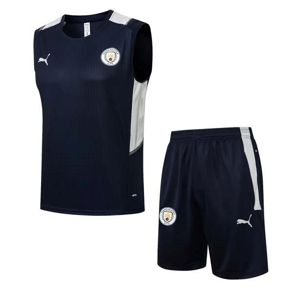 Camiseta Manchester City Sin Mangas Conjunto Completo 2022 Azul